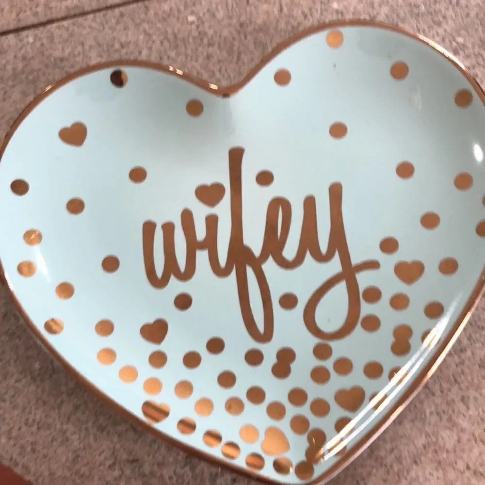Wifey trinket jewelry heart tray holder